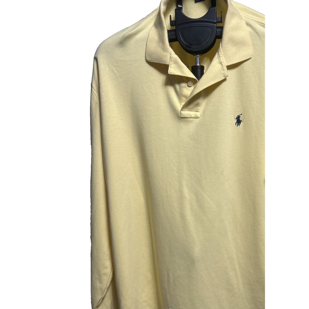 Polo Ralph Lauren Men's Long Sleeve Polo Shirt Yellow Navy Blue Pony